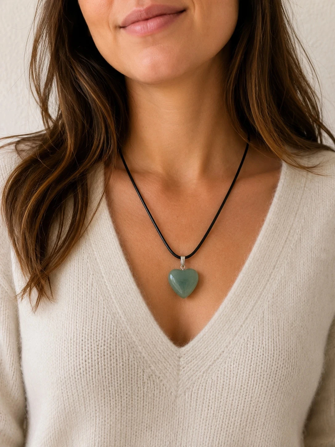 Collier Pendentif Cœur- Donkergroen & Zwarte Koord – photo 5